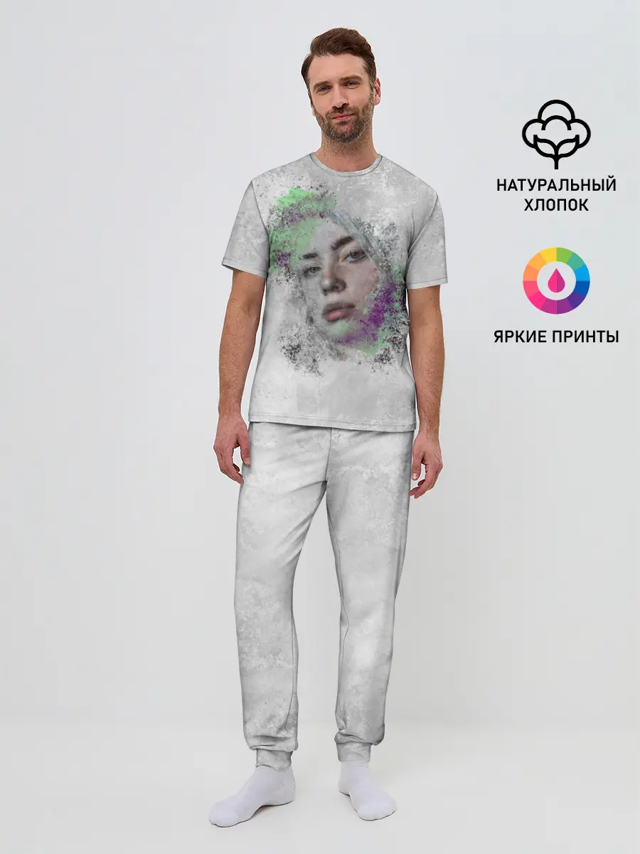 Мужская пижама с брюками / Билли Айлиш красочная