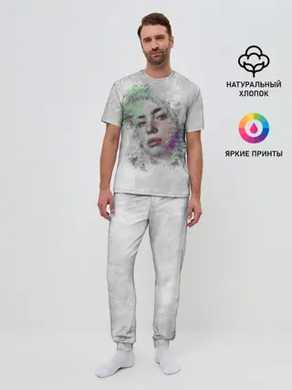 Мужская пижама с брюками / Билли Айлиш красочная