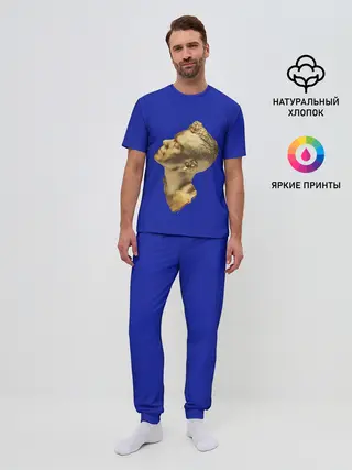 Мужская пижама с брюками / Черно белая Голова