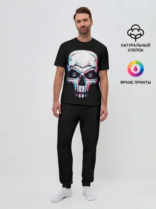 Мужская пижама с брюками / Glitch Skull