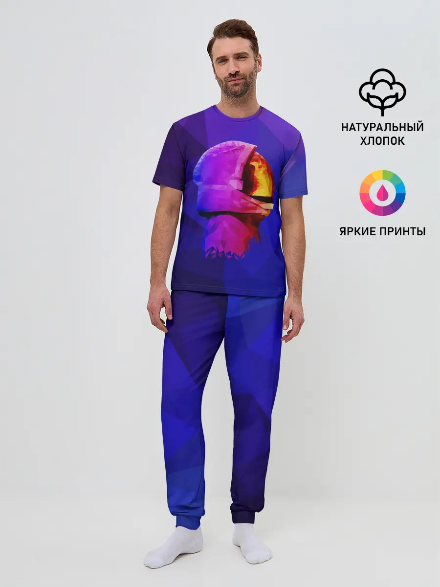 Мужская пижама с брюками / полигональный космонавт