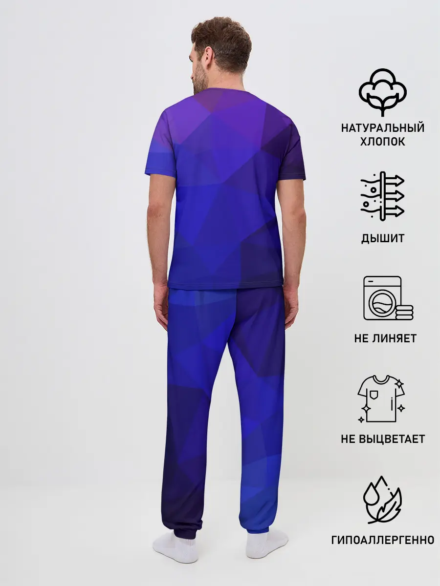 Мужская пижама с брюками / полигональный космонавт