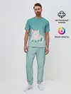 Мужская пижама с брюками / котик на подстилке
