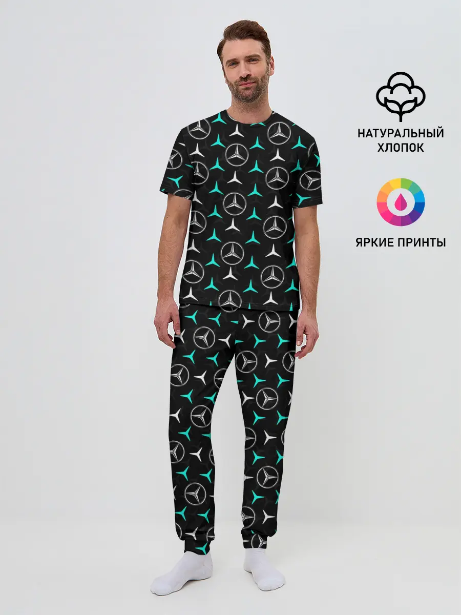Мужская пижама с брюками / MERCEDES BENZ УЗОР