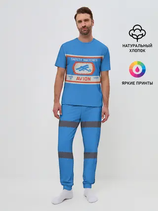 Мужская пижама с брюками / Спички blue
