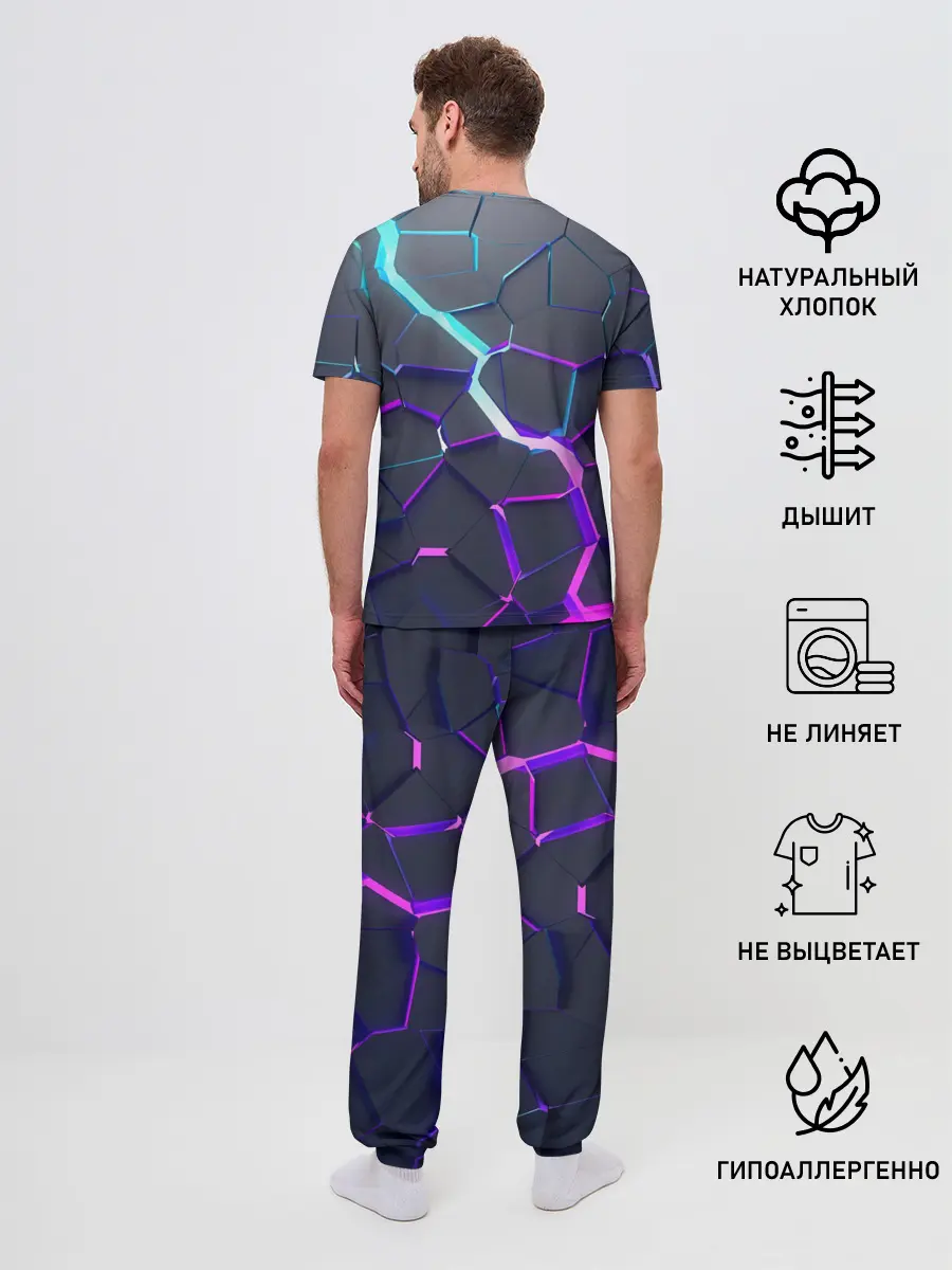 Мужская пижама с брюками / НЕОНОВЫЙ РАЗЛОМ | 3Д РАЗЛОМ