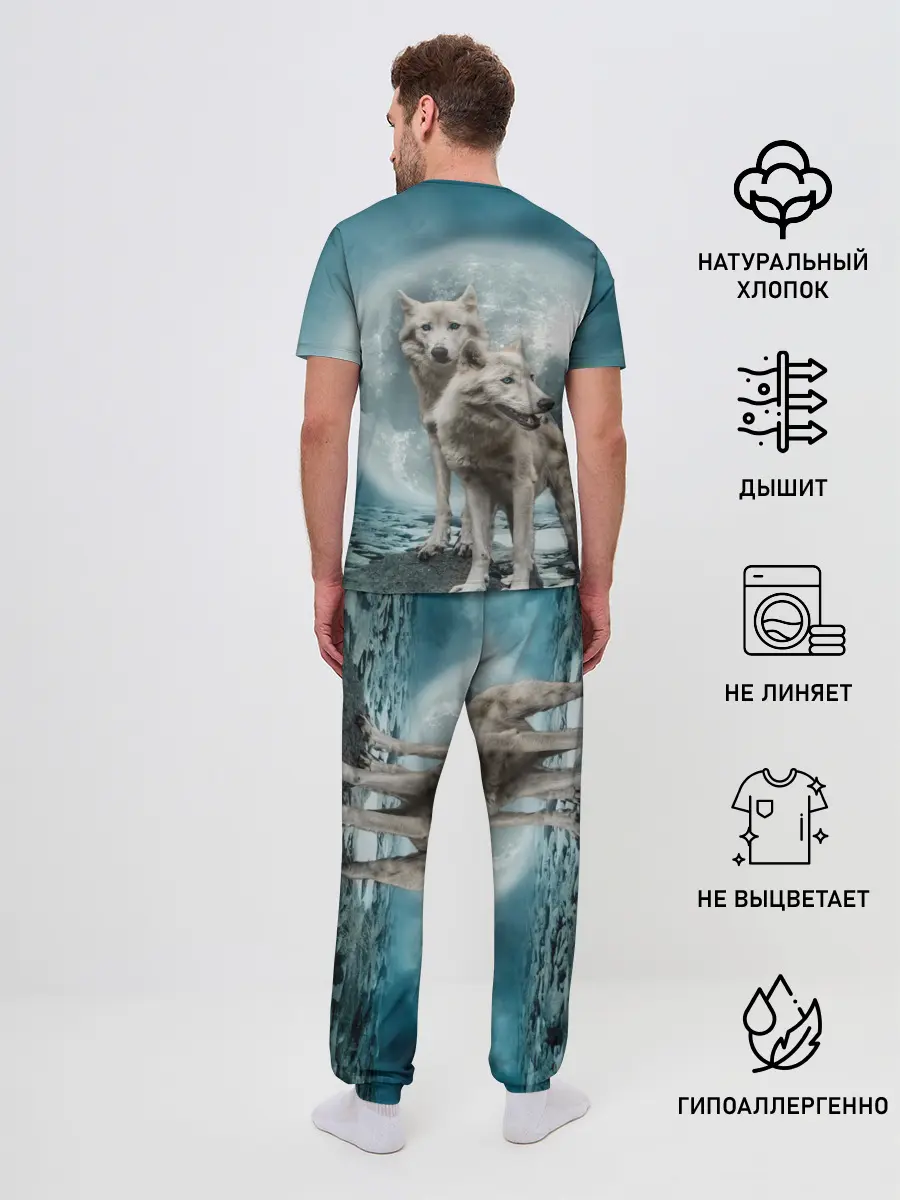 Мужская пижама с брюками / Волки, пара