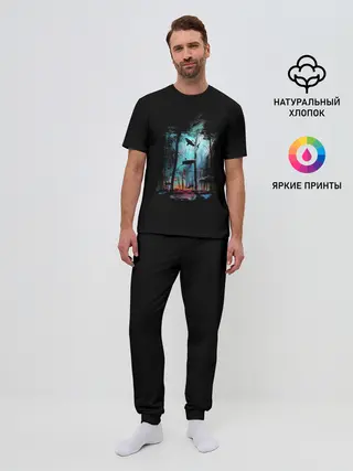 Мужская пижама с брюками / Shark forest