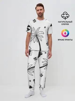 Мужская пижама с брюками / Летние вайбы