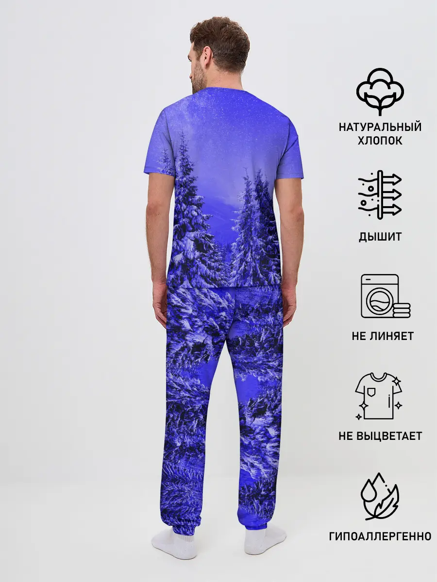 Мужская пижама с брюками / Зимний лес
