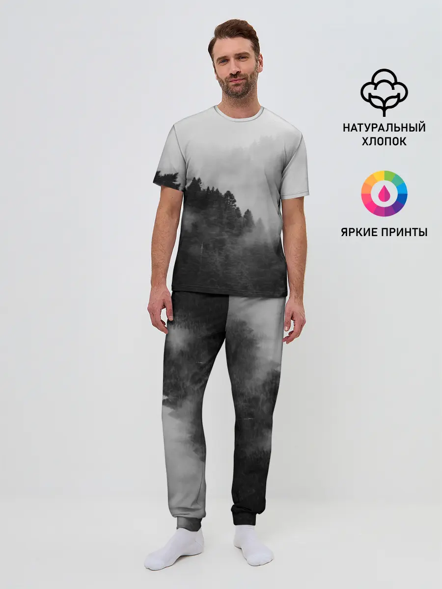 Мужская пижама с брюками / Природа - Лес
