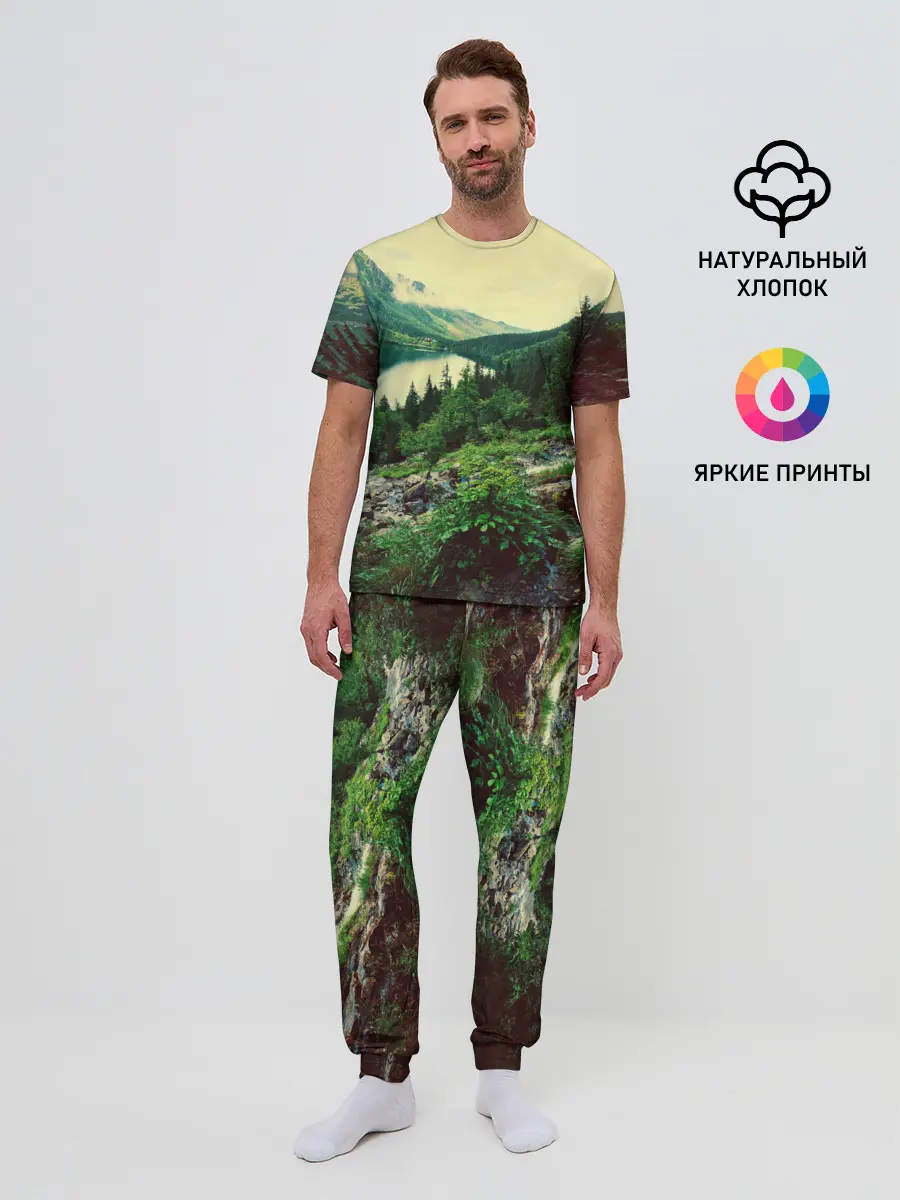 Мужская пижама с брюками / Красивый лес