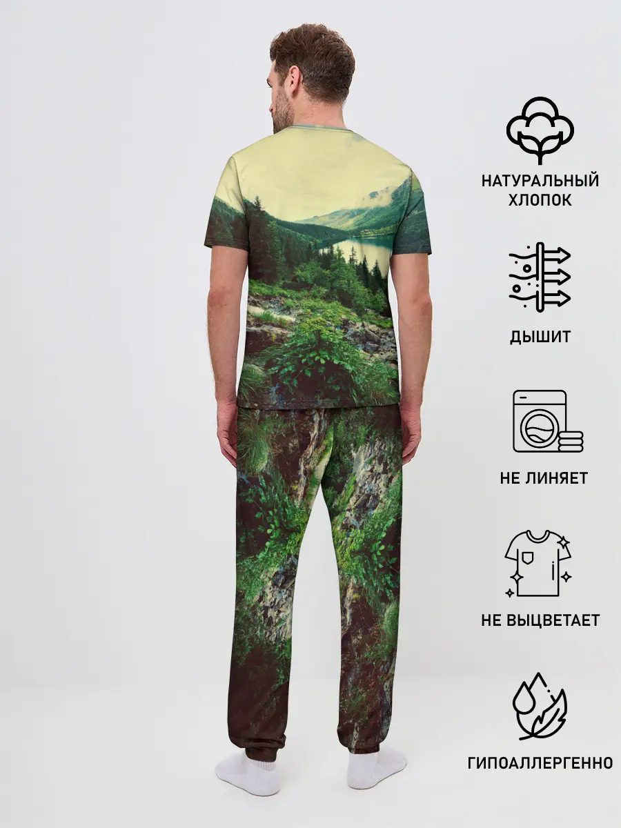 Мужская пижама с брюками / Красивый лес