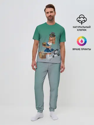 Мужская пижама с брюками / официантка горшок золота