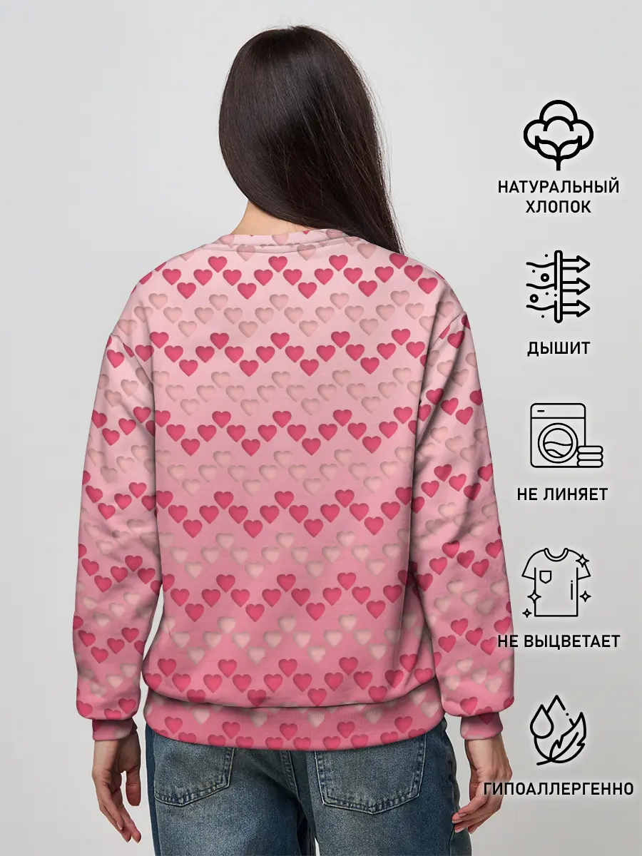 Женский свитшот / узор милые сердца зигзагами