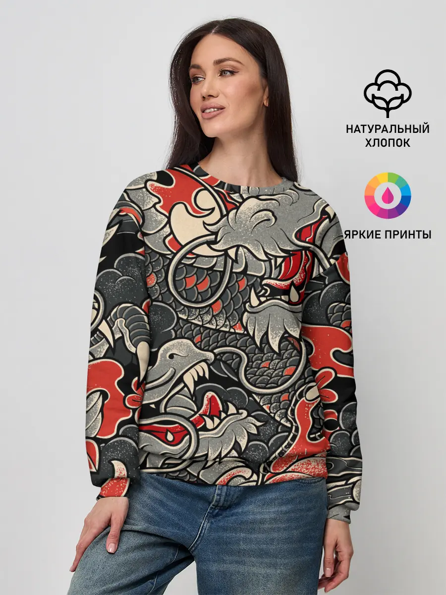 Женский свитшот / Dsquared tatoo DRAGON