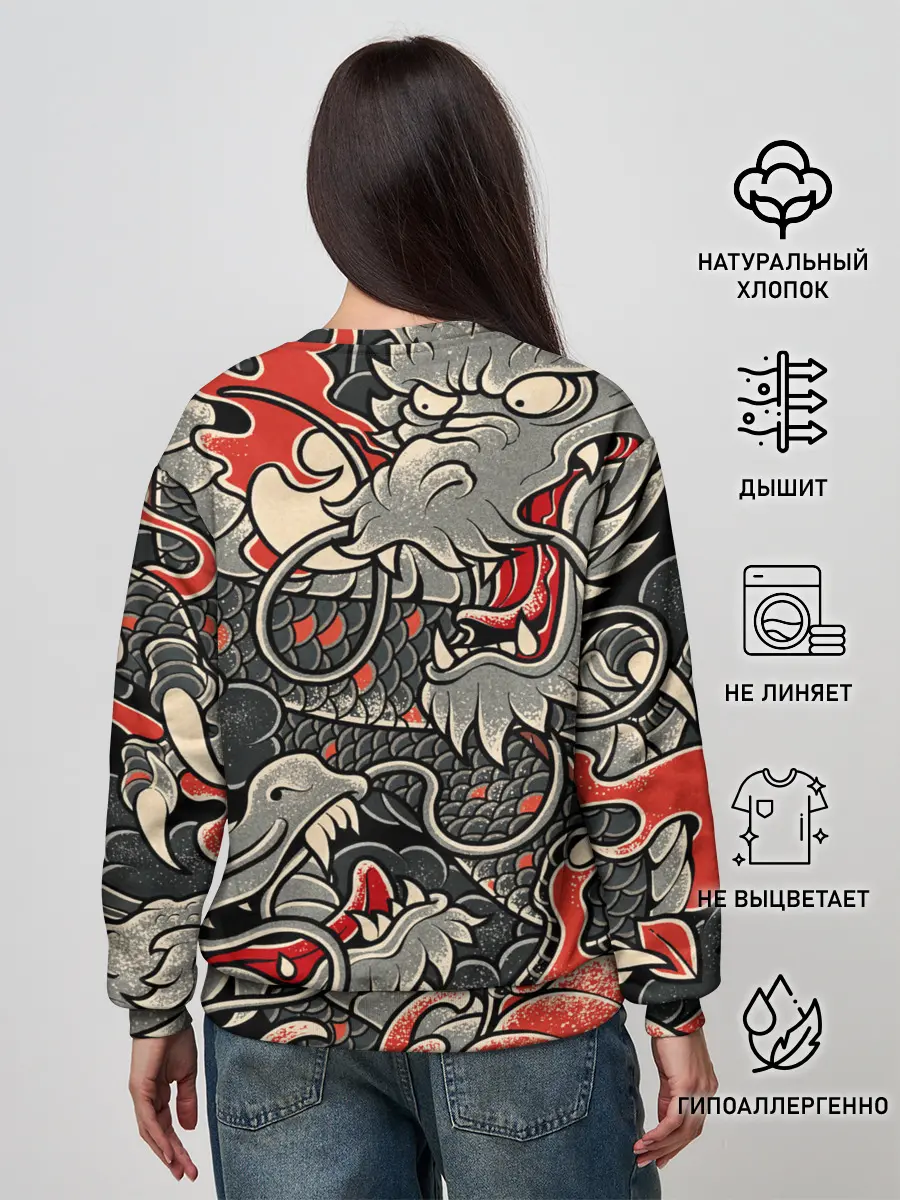 Женский свитшот / Dsquared tatoo DRAGON