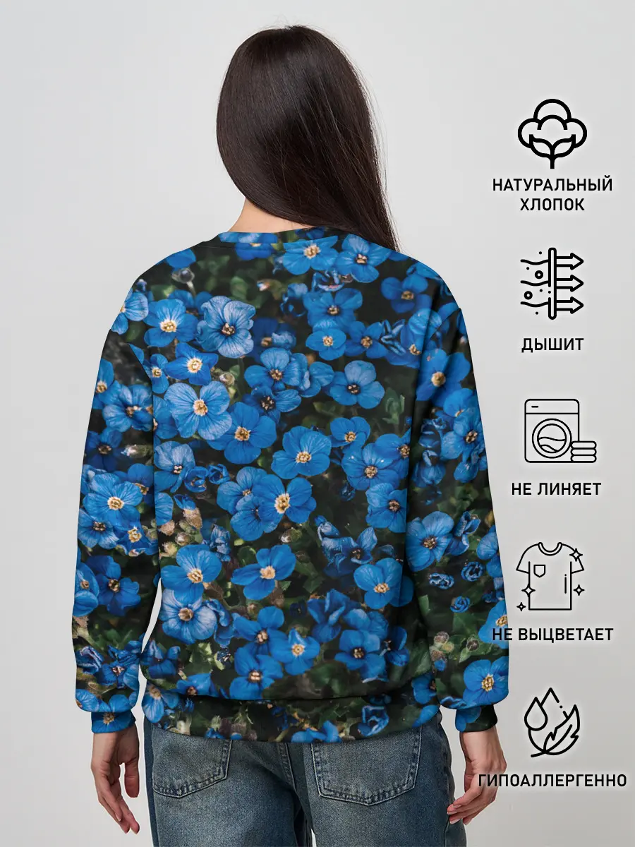 Женский свитшот / Поле синих цветов фиалки лето