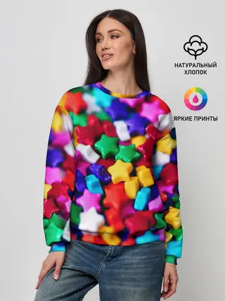 Женский свитшот / Разноцветные звездочки звезды