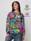Женский свитшот / Дудлы узор разноцветный хиппи
