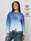 Женский свитшот / силуэт корги ночь космос дымка