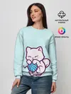 Женский свитшот / Белый котенок с клубком милый