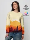 Женский свитшот / Горы закат пейзаж лиса арт