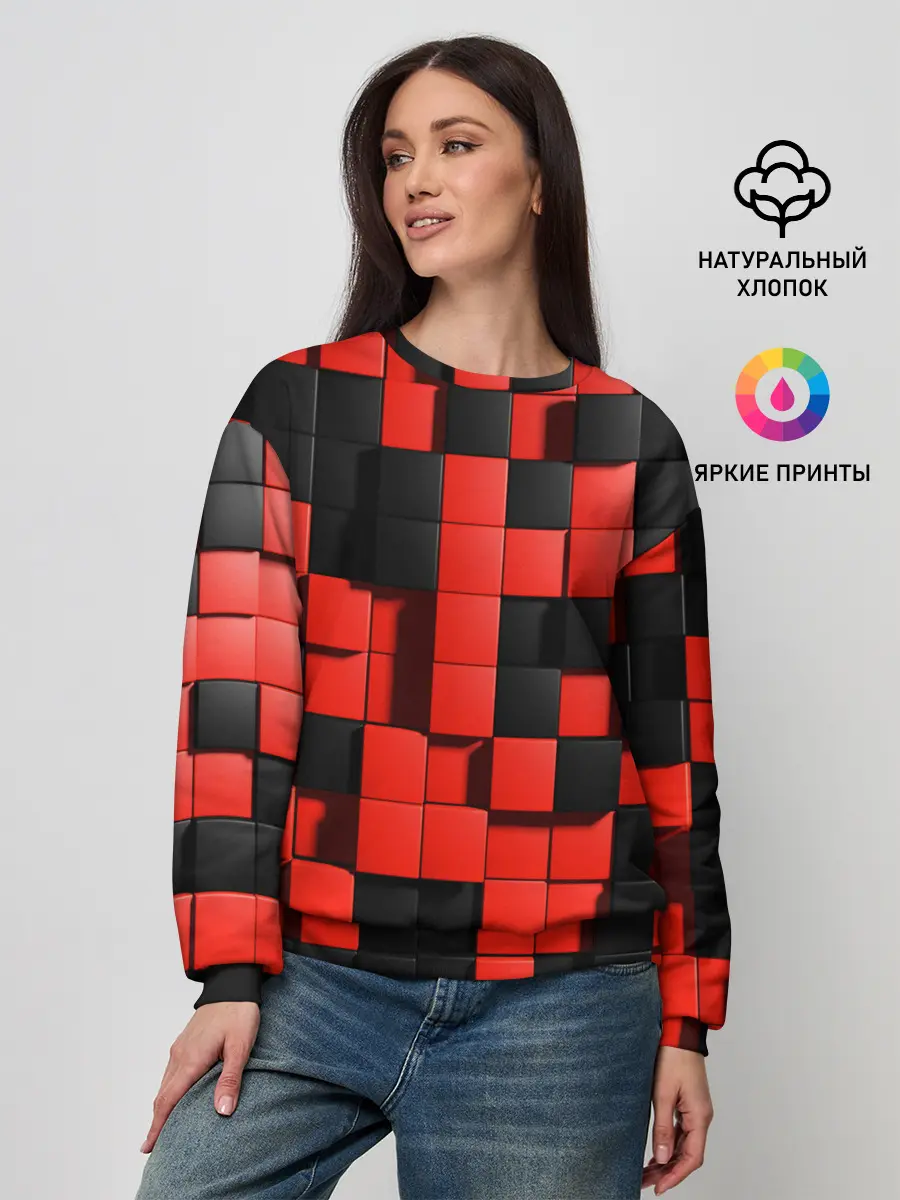 Женский свитшот / КУБИКИ 3D