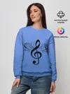 Женский свитшот / Скрипичный ключ и крылья ноты
