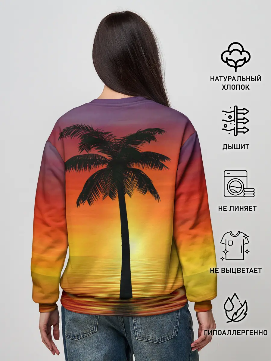 Женский свитшот / ТРОПИЧЕСКИЕ ПАЛЬМЫ.