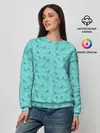 Женский свитшот / Зеленые птицы летний узор
