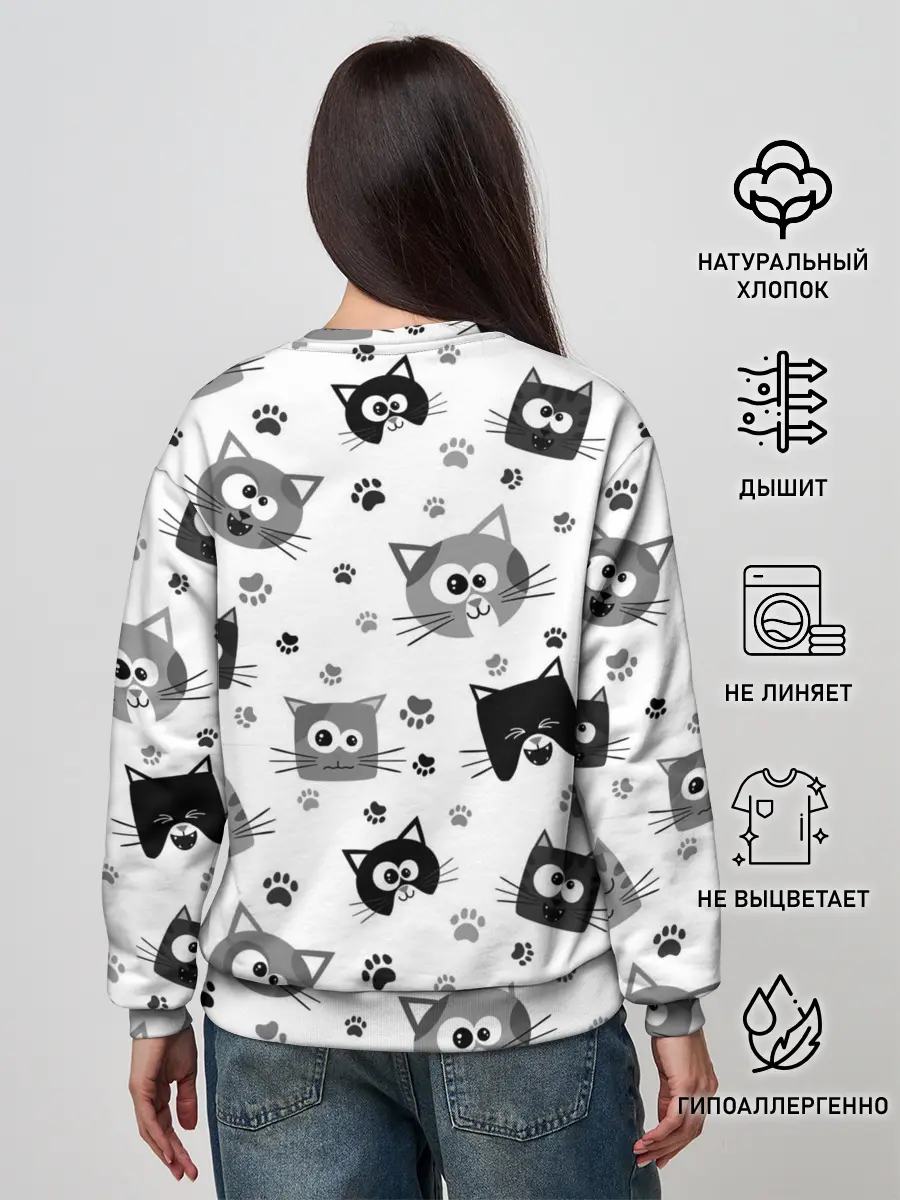 Женский свитшот / Котики | ЧБ