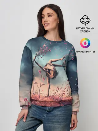 Женский свитшот / Танцующая с цветами ведьма