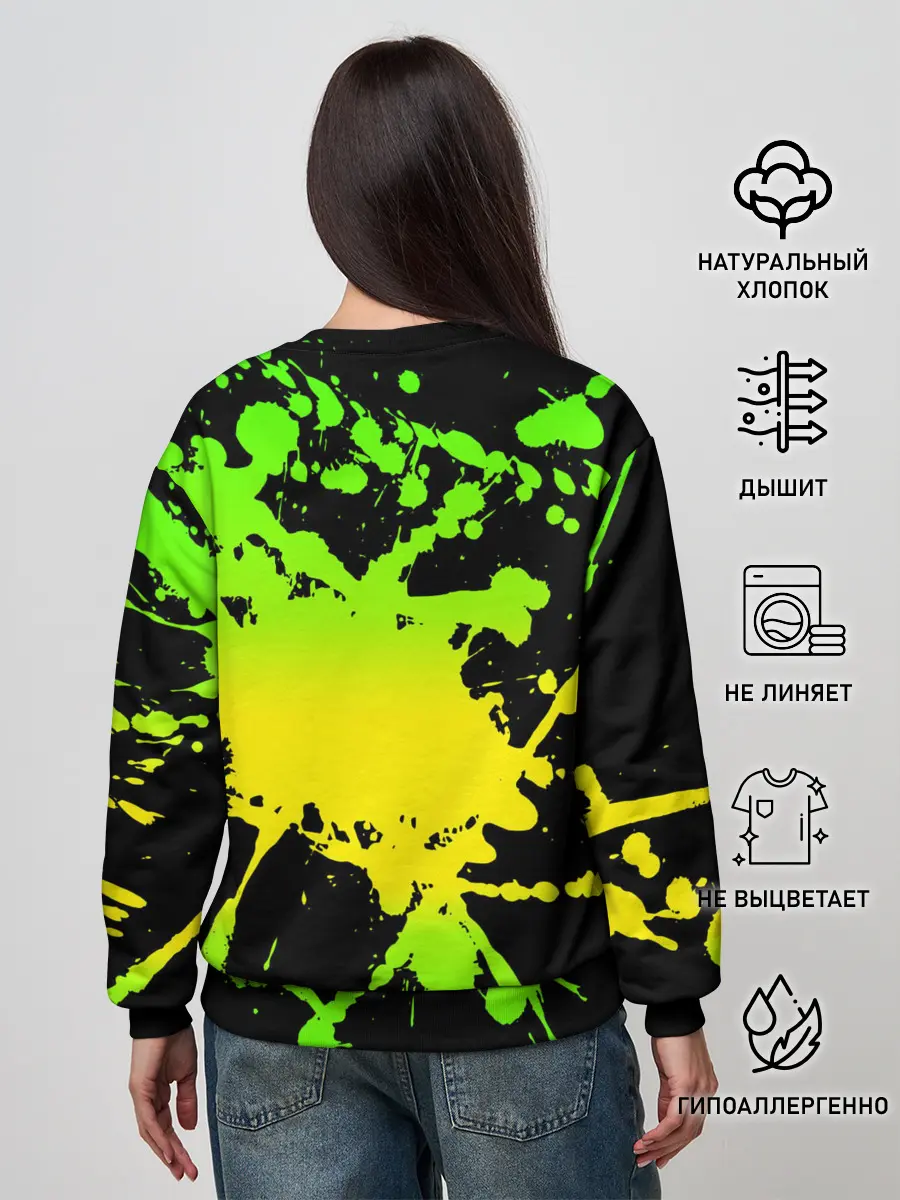 Женский свитшот / KILLA зеленые брызги