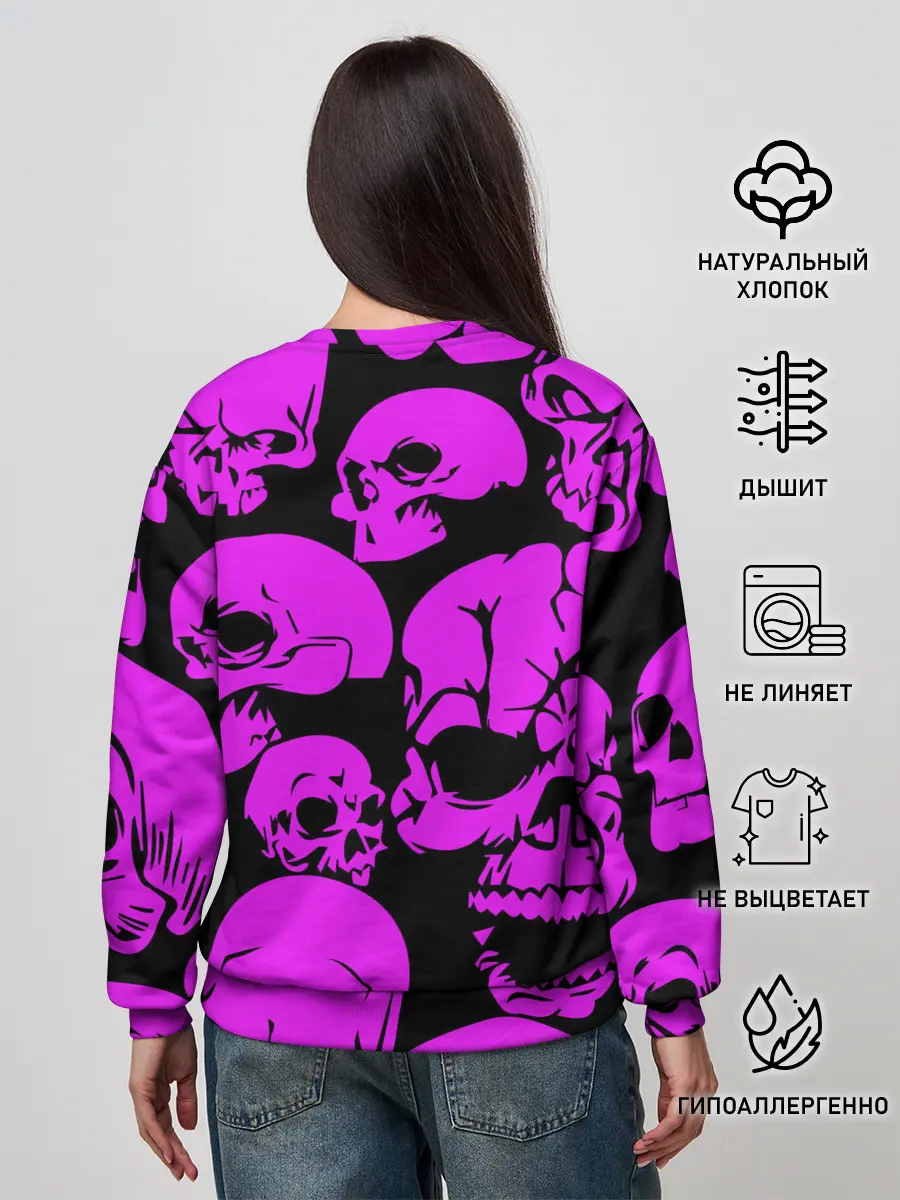 Женский свитшот / KILLA фиолетовые черепа