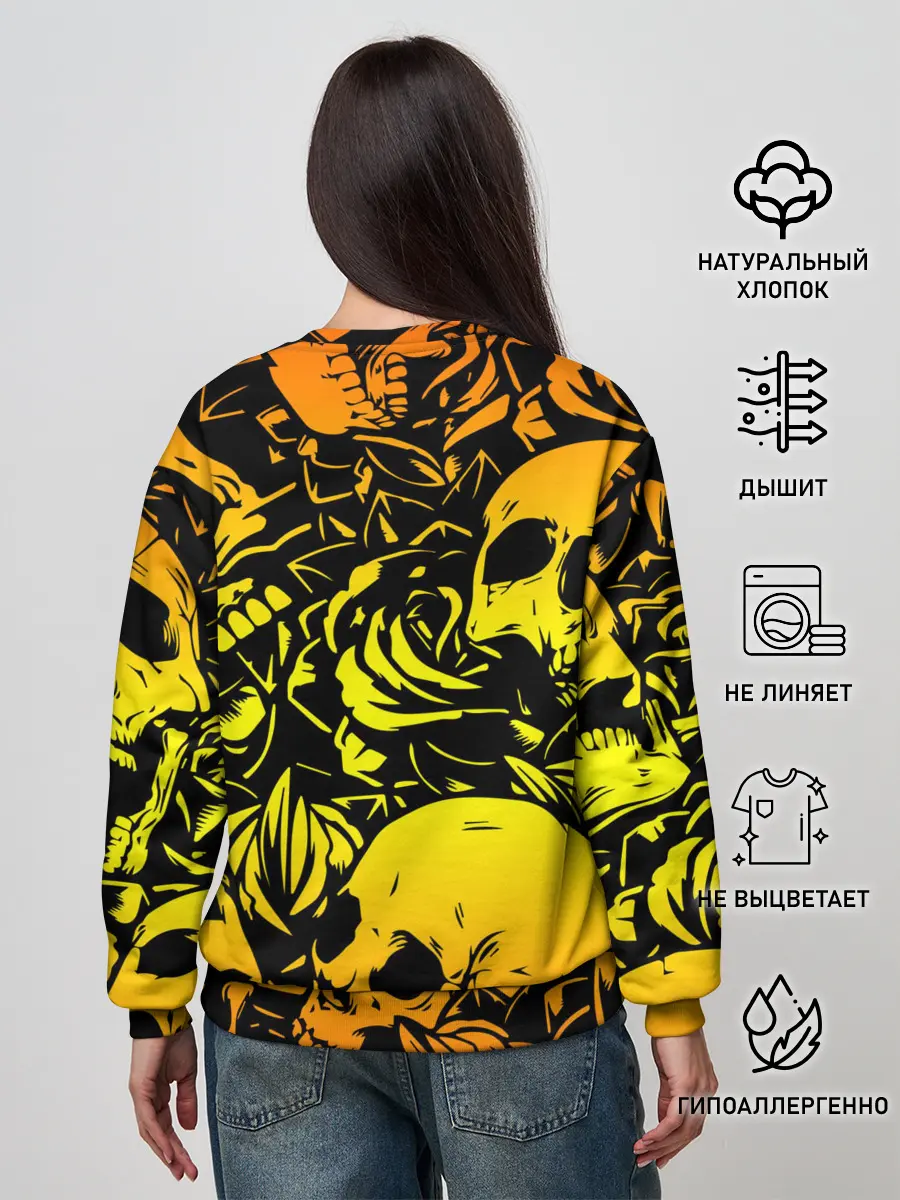 Женский свитшот / KILLA оранжевые черепа
