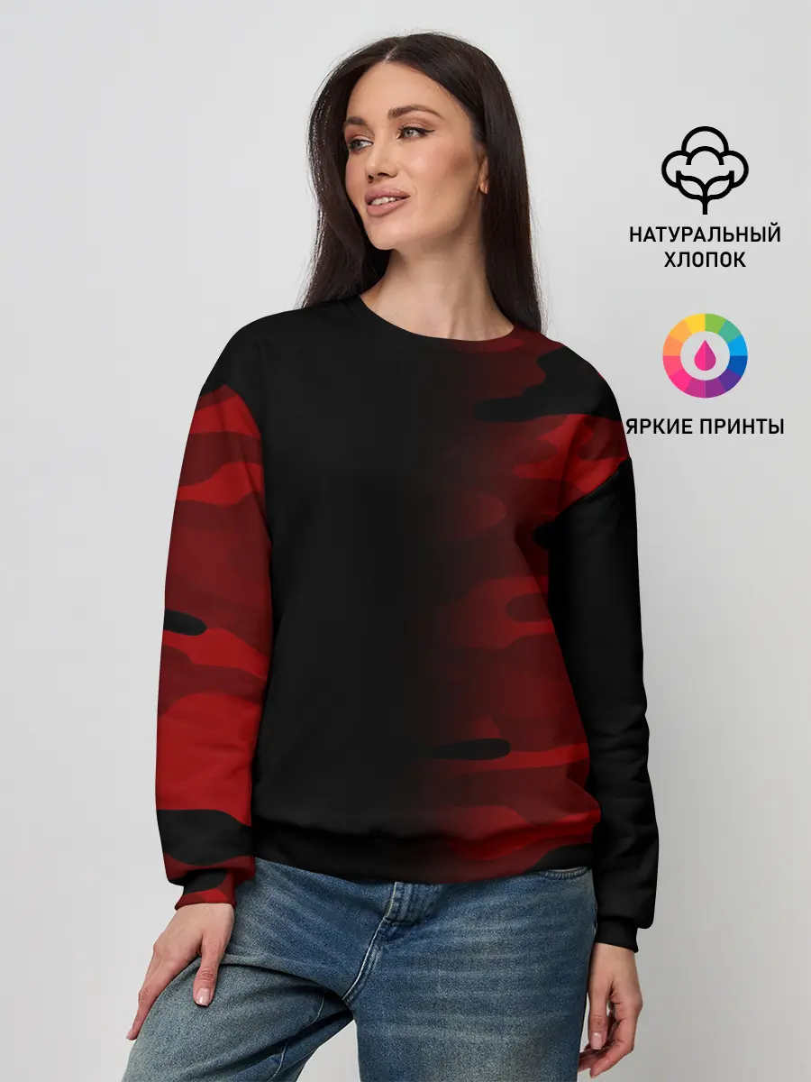 Женский свитшот / RED BLACK MILITARY CAMO | КРАСНЫЙ КАМУФЛЯЖ