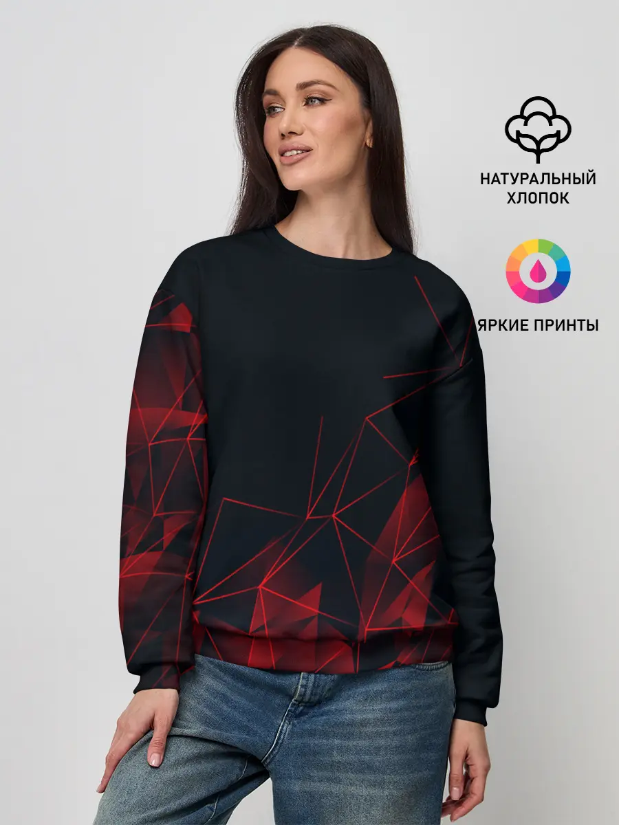 Женский свитшот / RED STRIPES | КРАСНАЯ ГЕОМЕТРИЯ