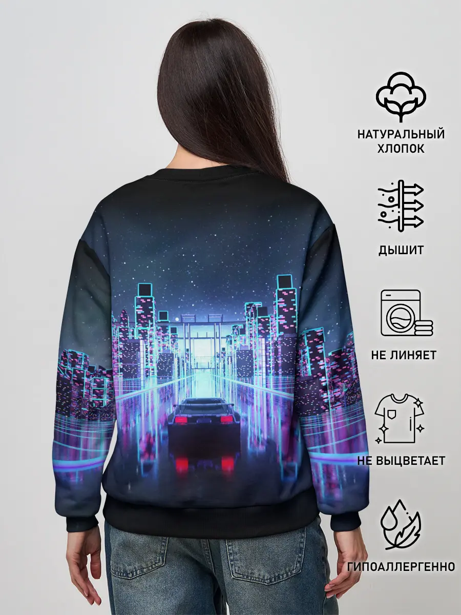 Женский свитшот / SYNTHWAVE / RETROWAVE