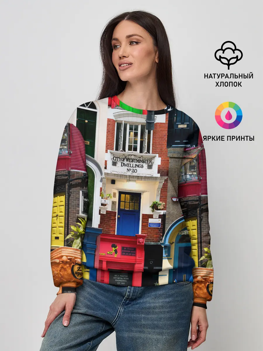 Женский свитшот / London doors цифровой коллаж