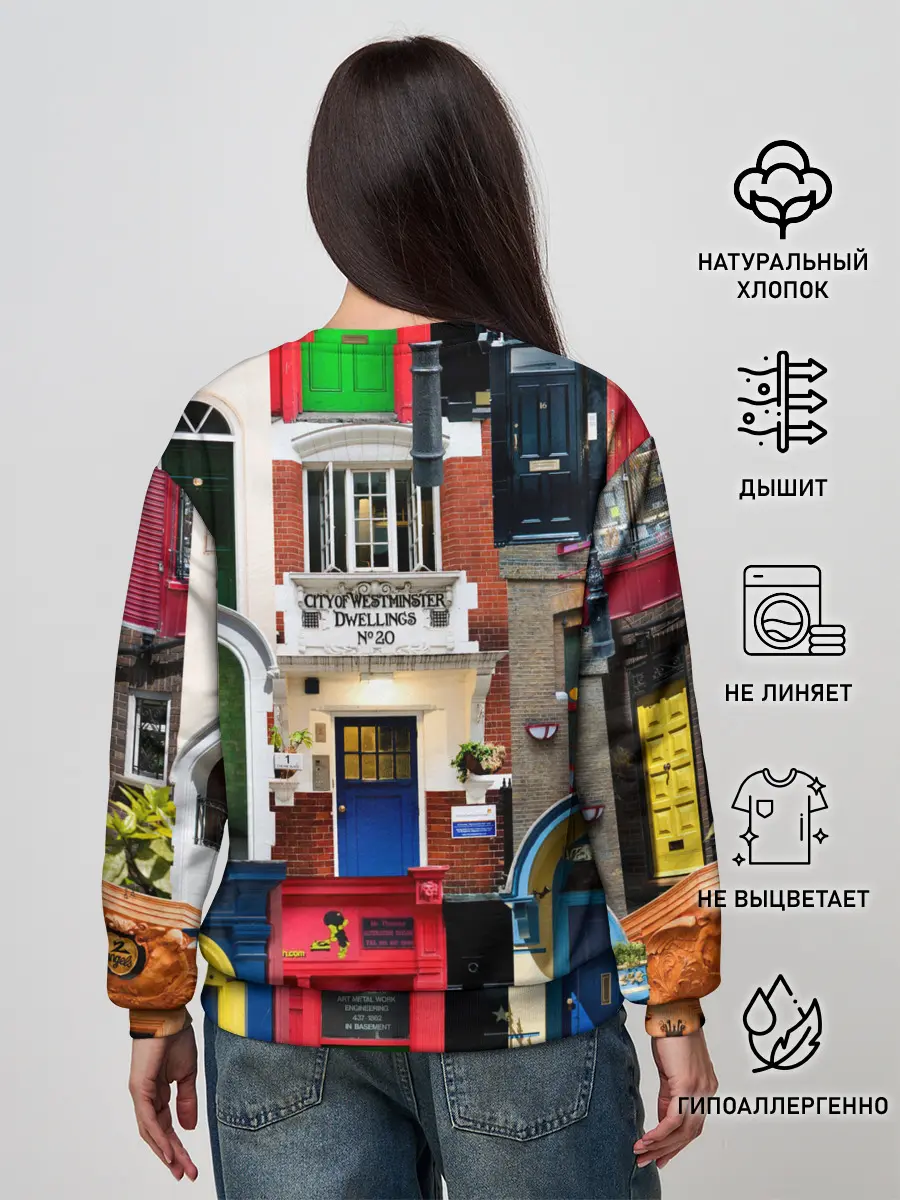 Женский свитшот / London doors цифровой коллаж