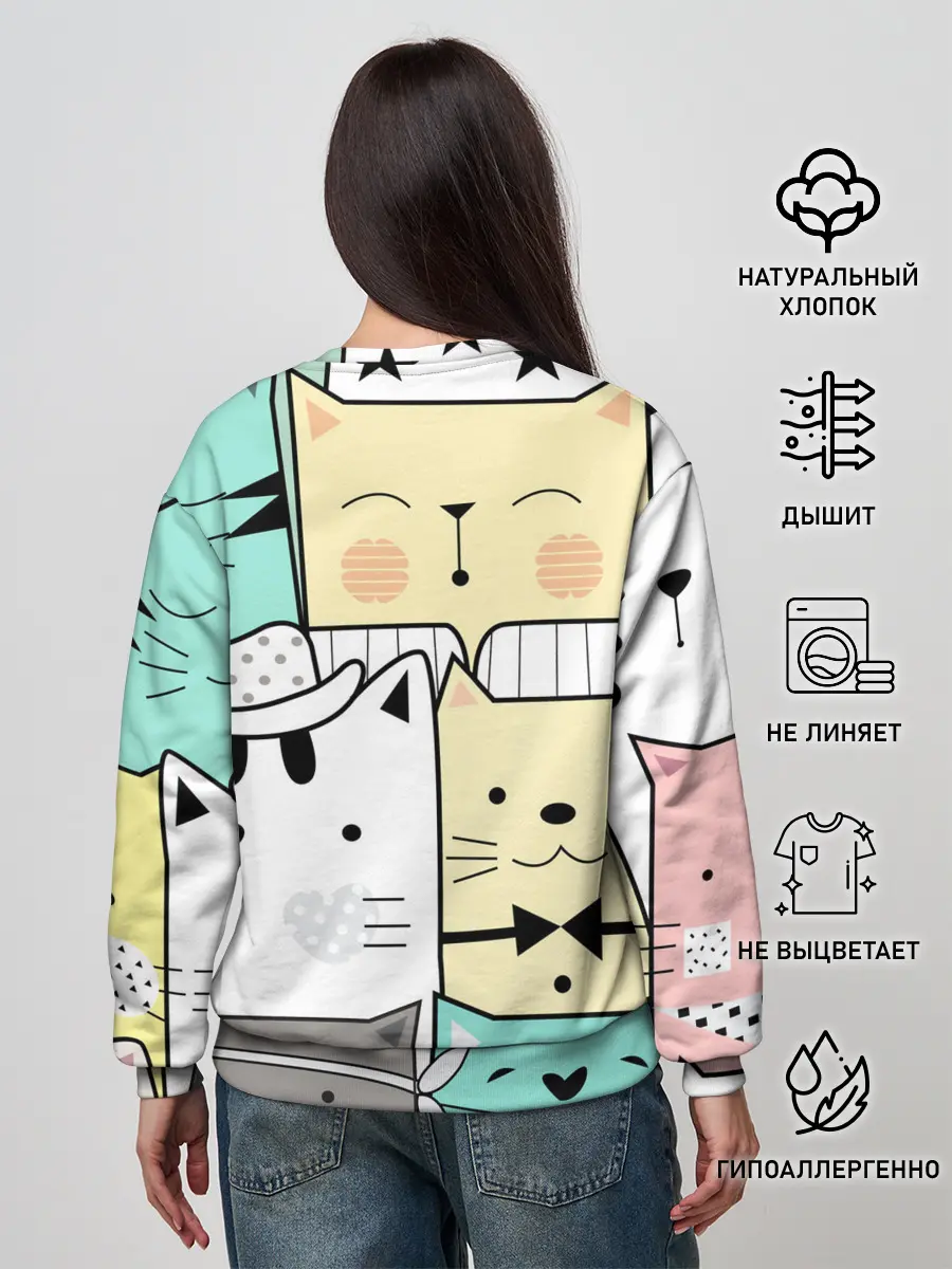 Женский свитшот / ДЕЛОВЫЕ КОТЕЙКИ | ЛЮБЛЮ КОТОВ