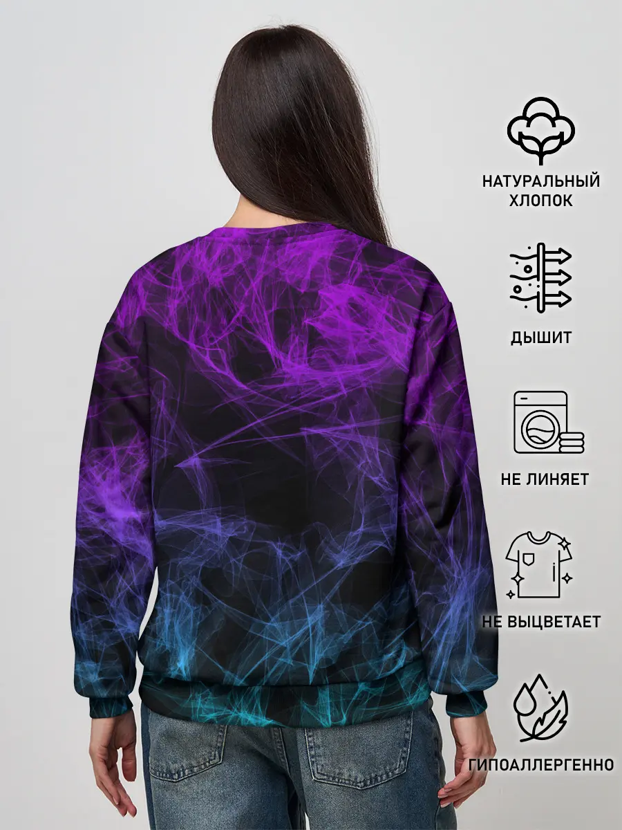 Женский свитшот / NEON SMOKES STRIPES | НЕОНОВЫЕ ВОЛНЫ