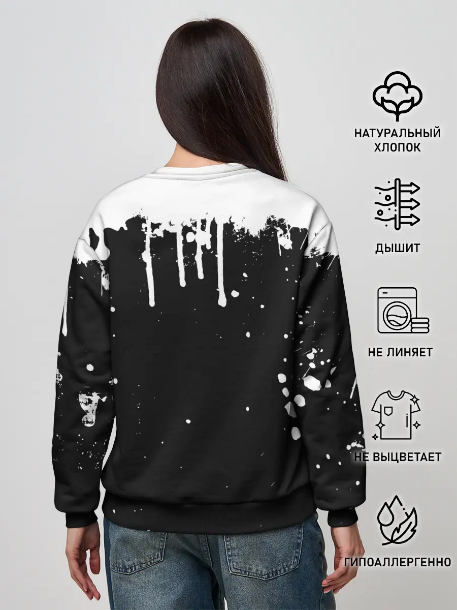 Женский свитшот / Ахегао лицо чб