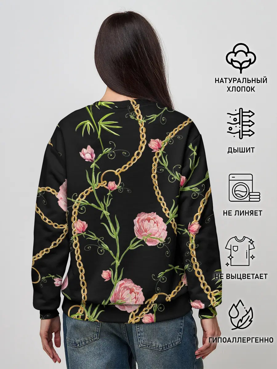 Женский свитшот / Золотая цепь и розы