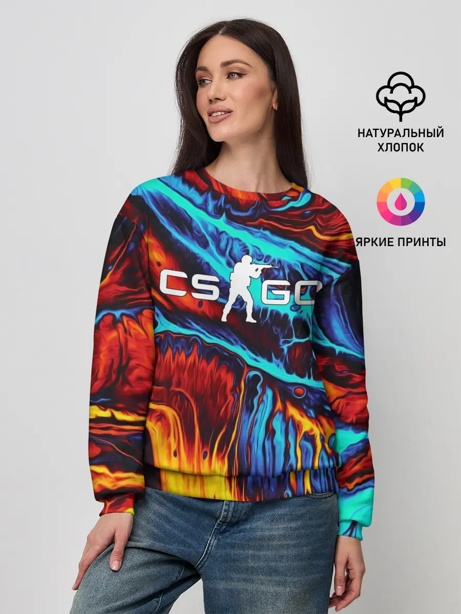 Женский свитшот / CS GO STRIPES FLAME | КС ГО ПЛАМЯ