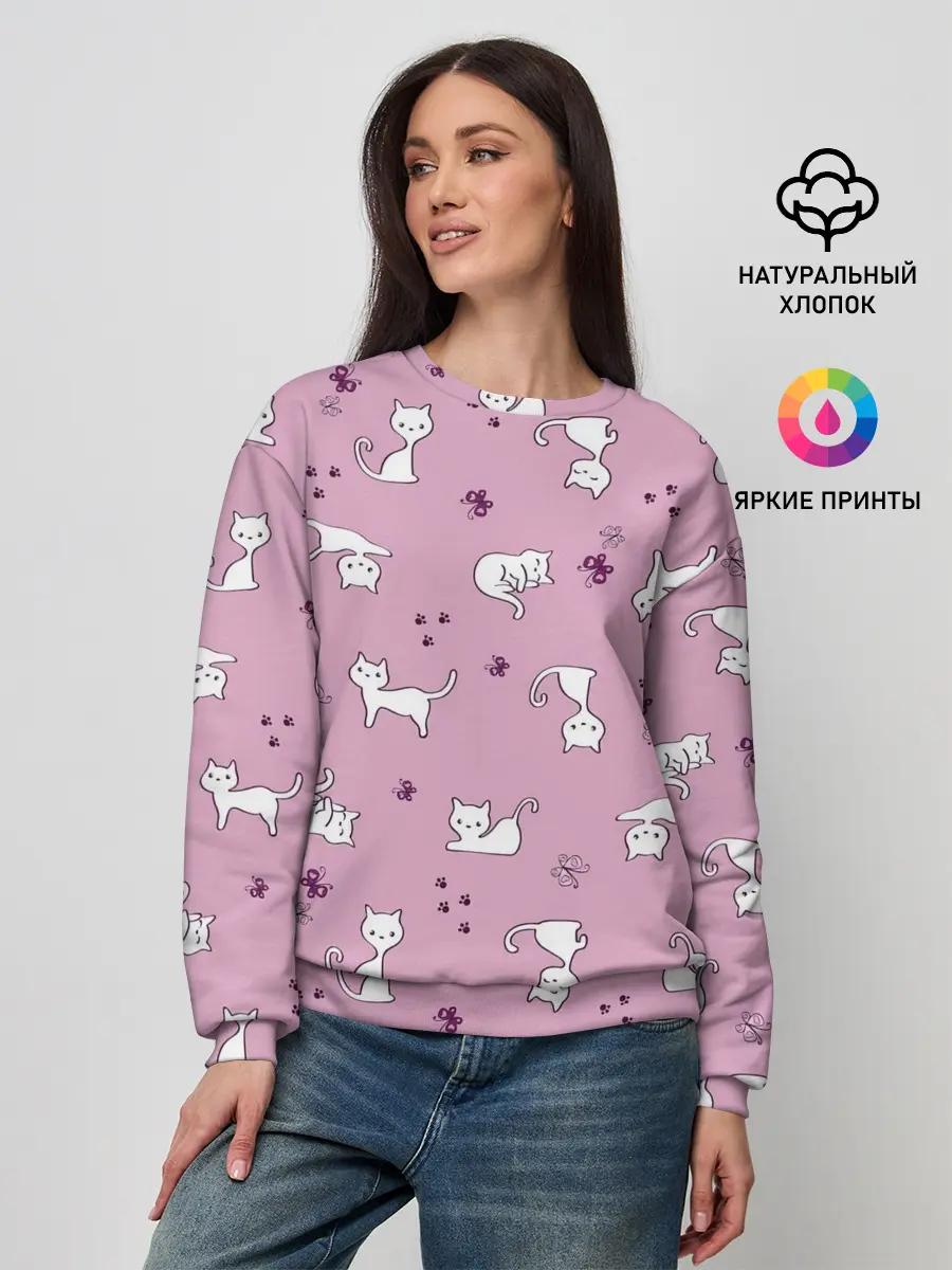 Женский свитшот / Белая кошка