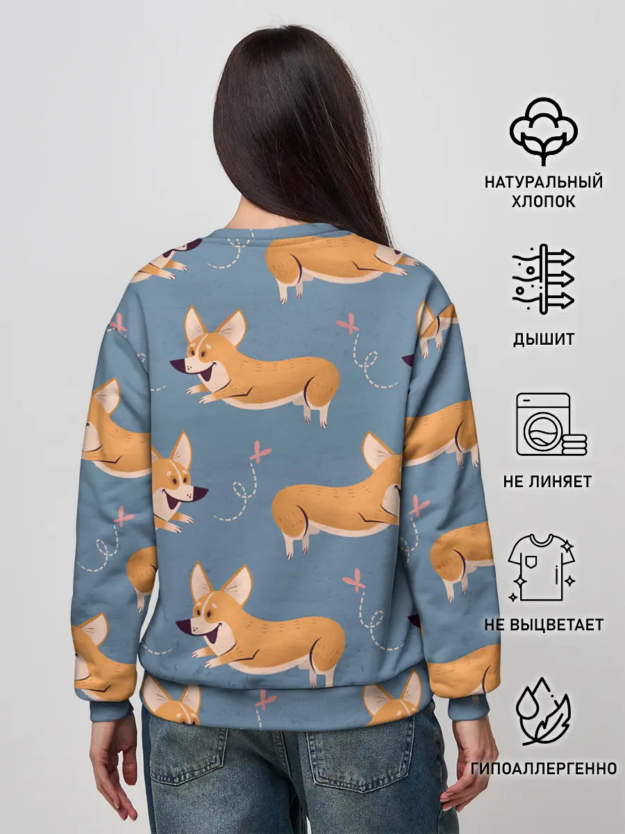 Женский свитшот / Корги с бабочкой