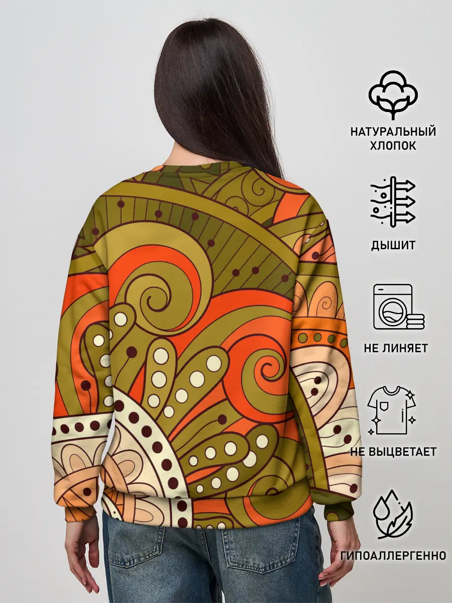 Женский свитшот / Детский оранжево-болотный