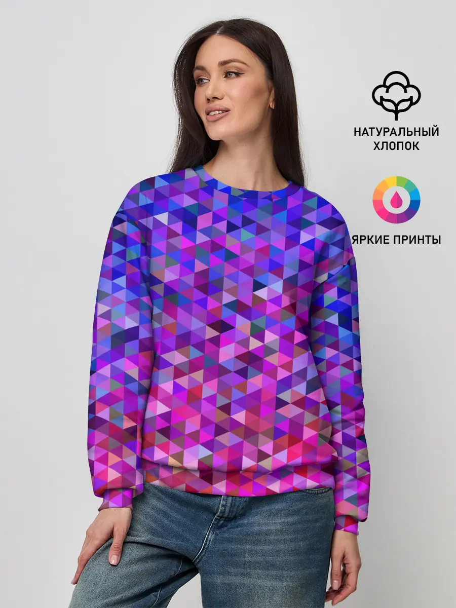 Женский свитшот / Треугольники мозаика пиксели